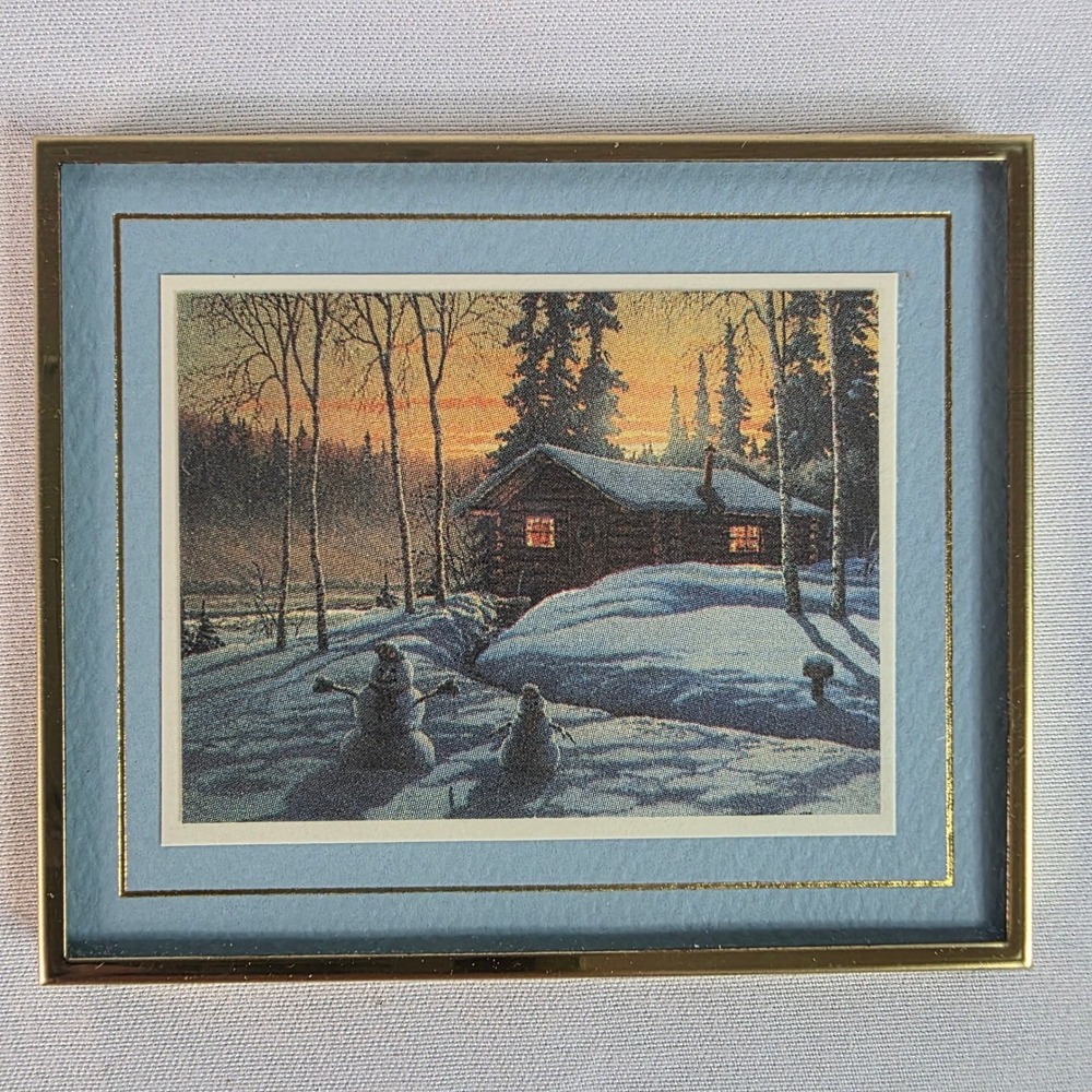 Gary Peterson Christmas in the Alaska Bush Miniature Print 158/500 Signed Framed